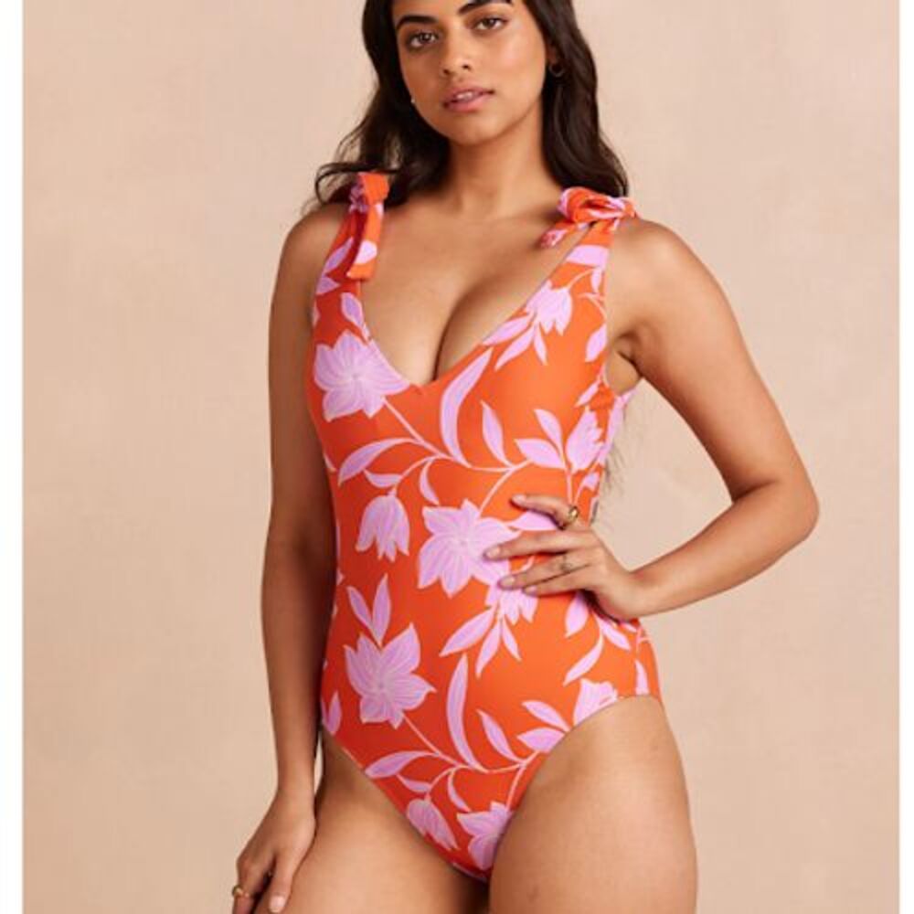 Summersalt Orange and Pink Floral One Piece Swimsuit